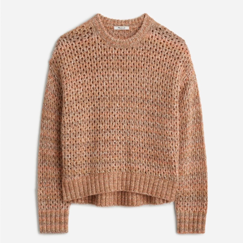 Madewell Space Dyed Open Knit Sweater Womens Small Ginger Cozy Chunky Wool Blend